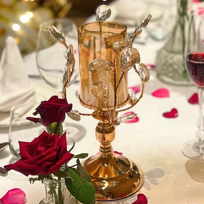 Floral Crystal Candle Holder