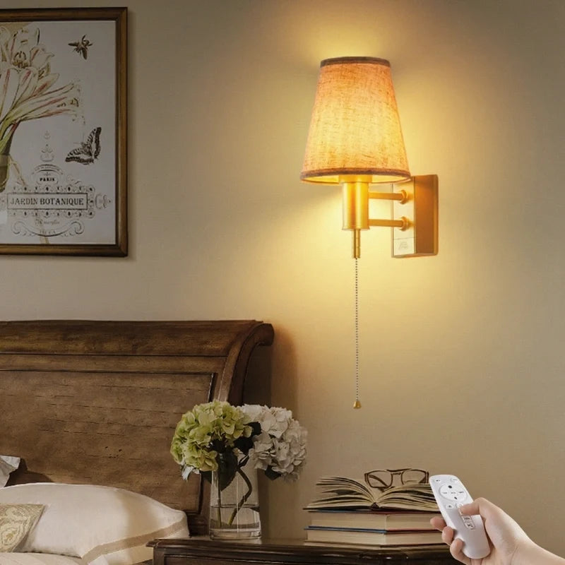 Cordless Fabric Shade Wall Lamp