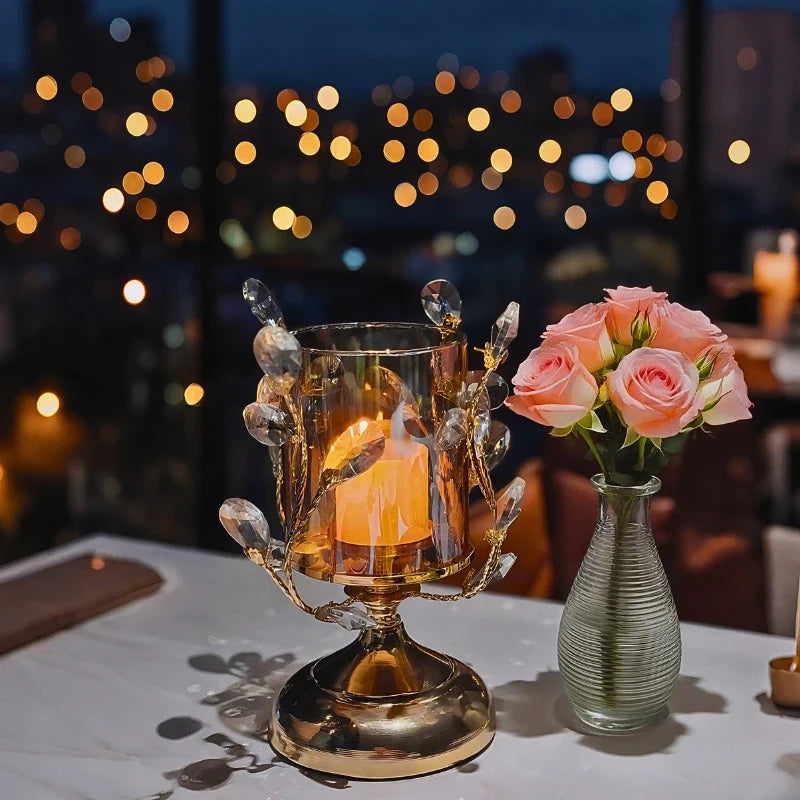 Floral Crystal Candle Holder