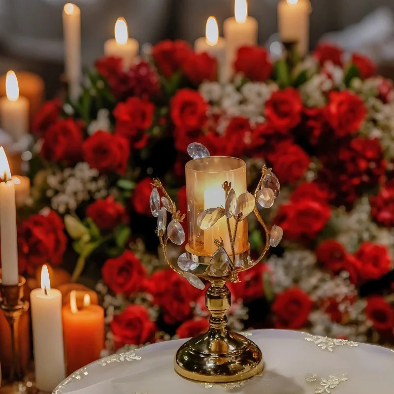 Floral Crystal Candle Holder