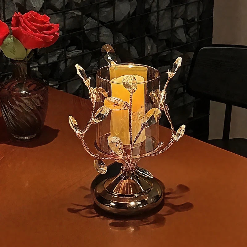 Floral Crystal Candle Holder