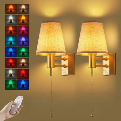 Cordless Fabric Shade Wall Lamp
