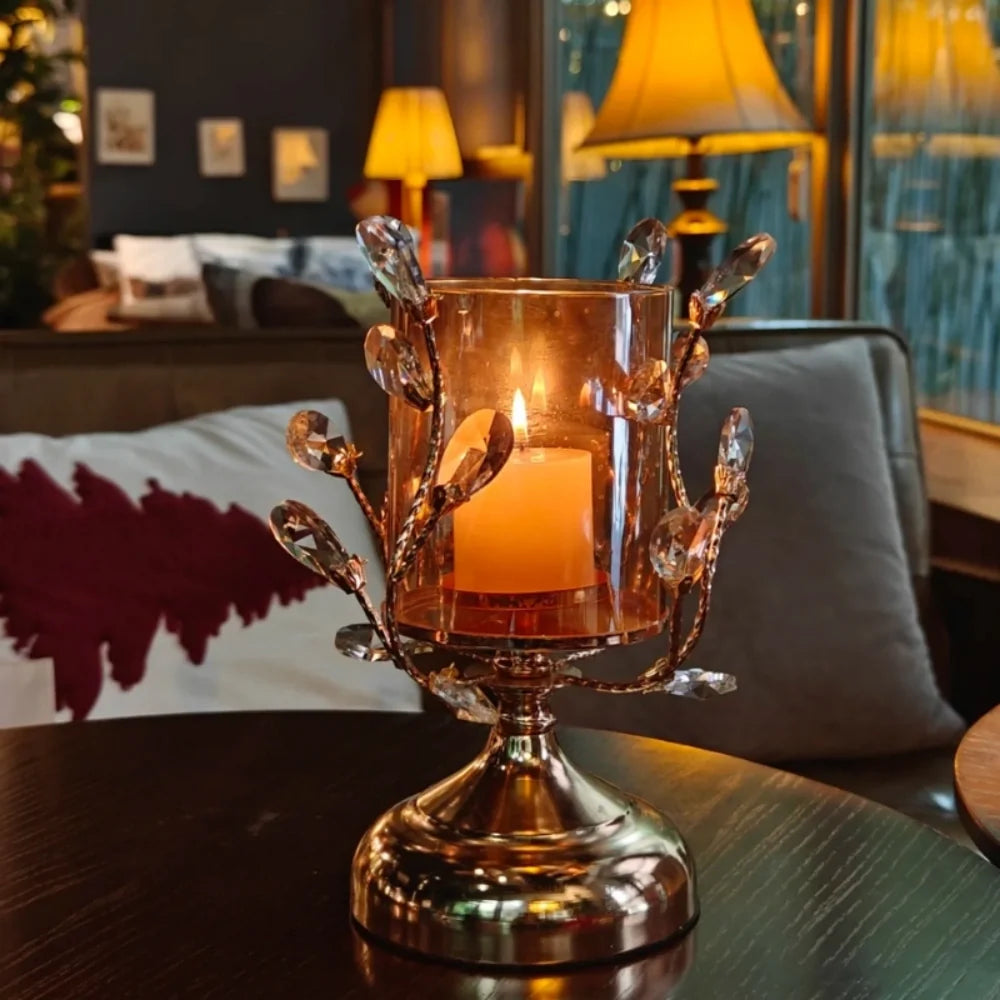 Floral Crystal Candle Holder