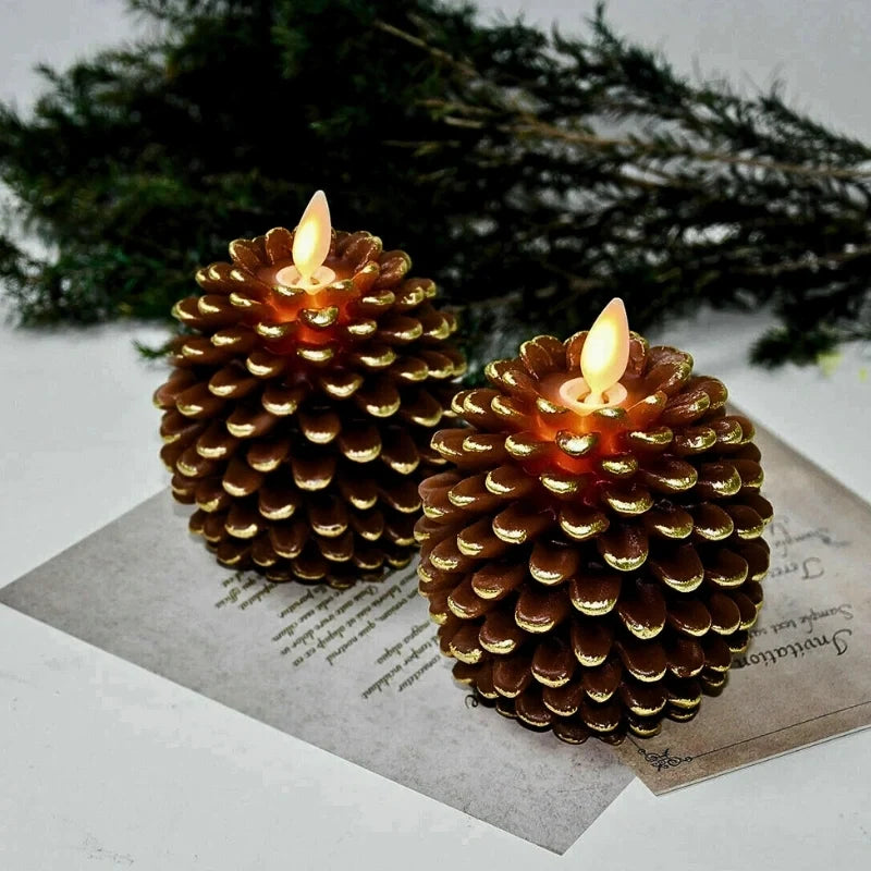 Pinecone Flameless Candles