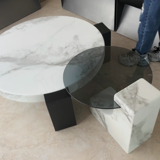 Marble and Glass Nesting Coffee Tables