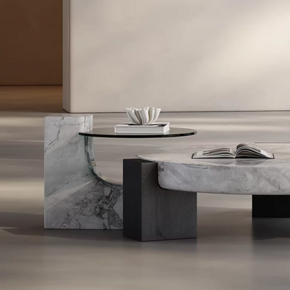 Marble and Glass Nesting Coffee Tables
