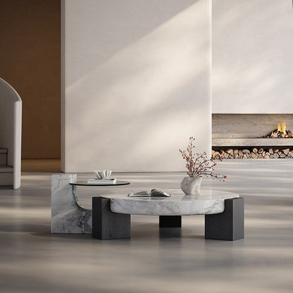 Marble and Glass Nesting Coffee Tables