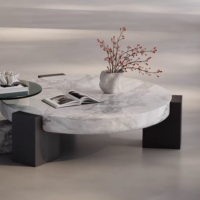 Marble and Glass Nesting Coffee Tables