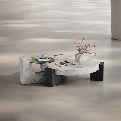 Marble and Glass Nesting Coffee Tables