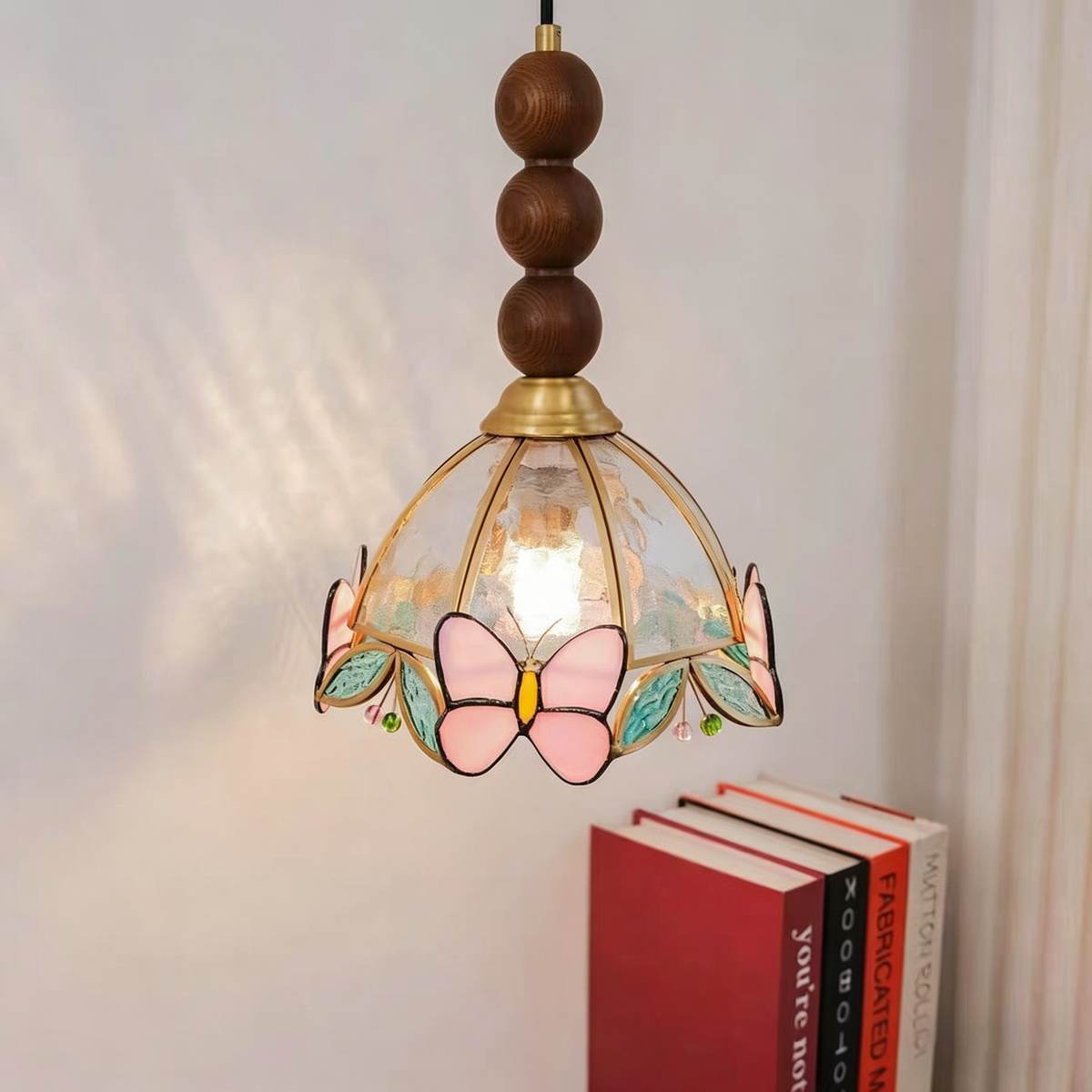 Butterfly Stained Glass Pendant Light
