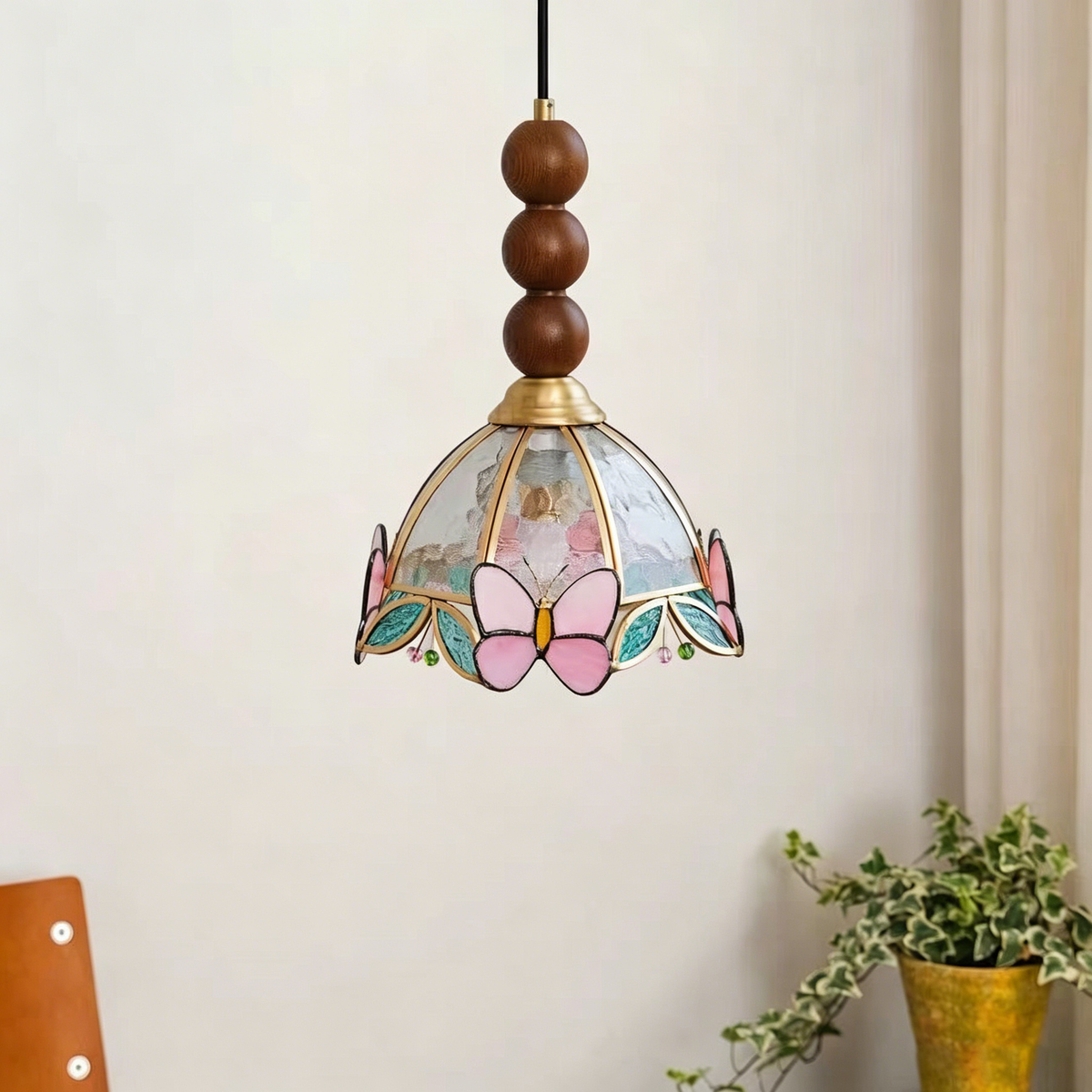 Butterfly Stained Glass Pendant Light
