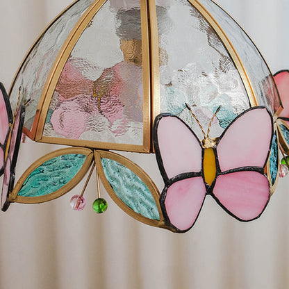Butterfly Stained Glass Pendant Light